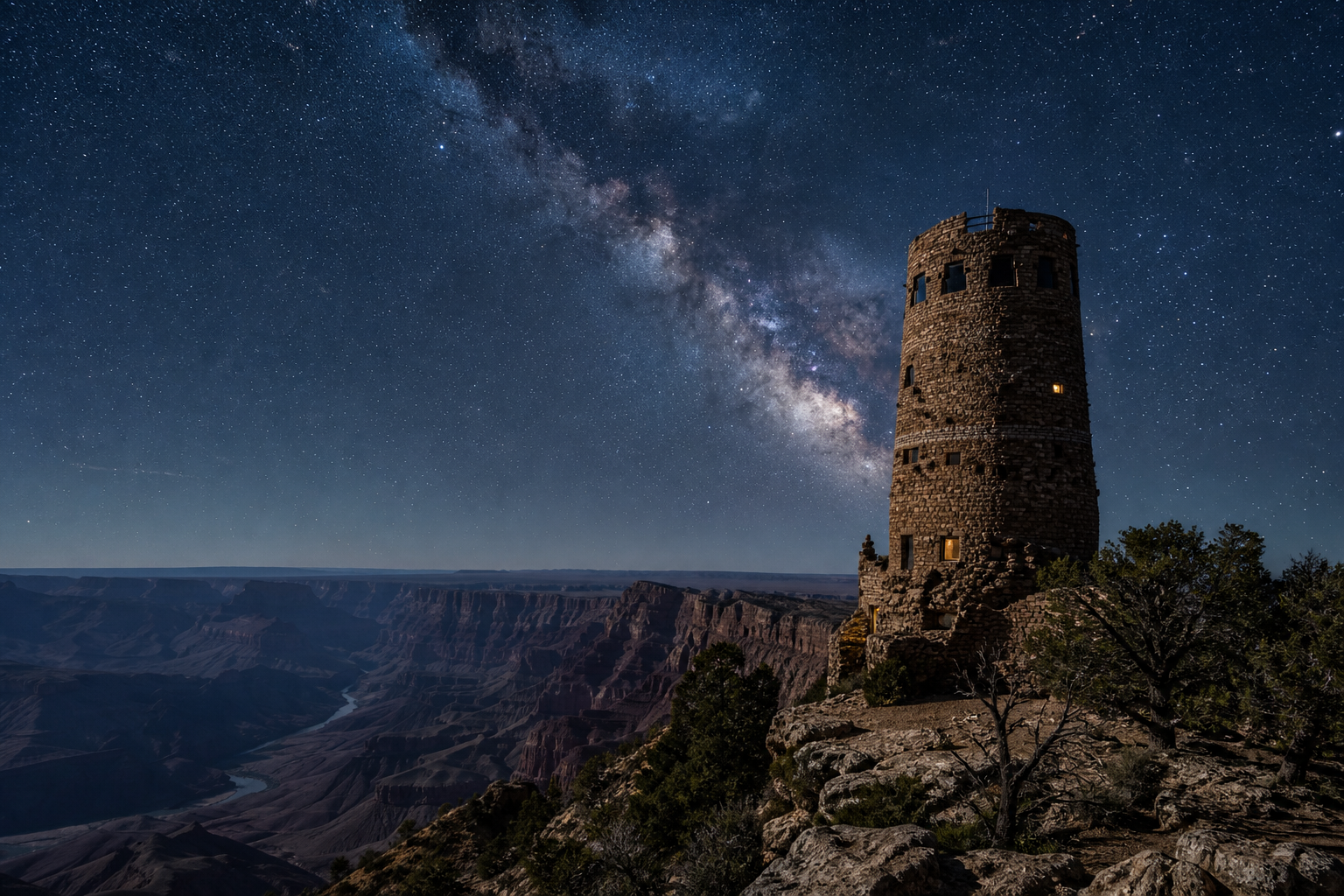大峡谷Desert View Watchtower与银河星空